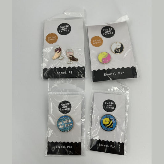 These Are Things Combo Lot Of 4 Enamel Pin Sets, Yin Yang Flow New! Best Price