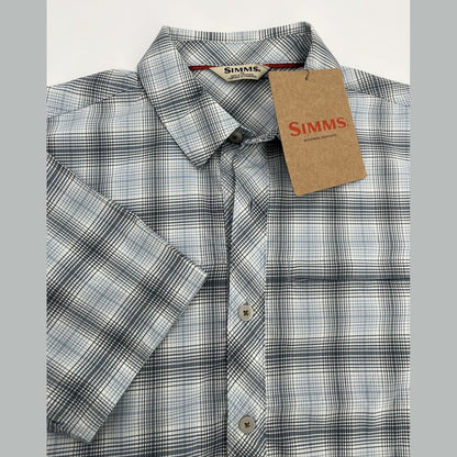 $94 Simms Men’s Stone Cold Short Sleeve Shirt - Steel Blue Plaid-Small- New Tag