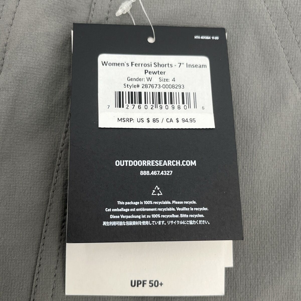 $85 Outdoor Research Women’s Ferrosi 7-inch Shorts-Pewter - Size: 4 (29”W) -New