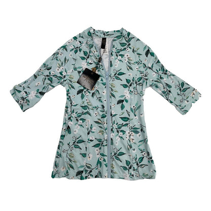 $78 NIP TUCK Swim Full Zip Sun Safe Top UPF 50-#NN5290OSB-Blue/Green-Size: 4-New