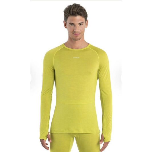 $125 Icebreaker Men’s 125 ZoneKnit L/S  Crewe Base Layer Top-Bio Lime-Small-New