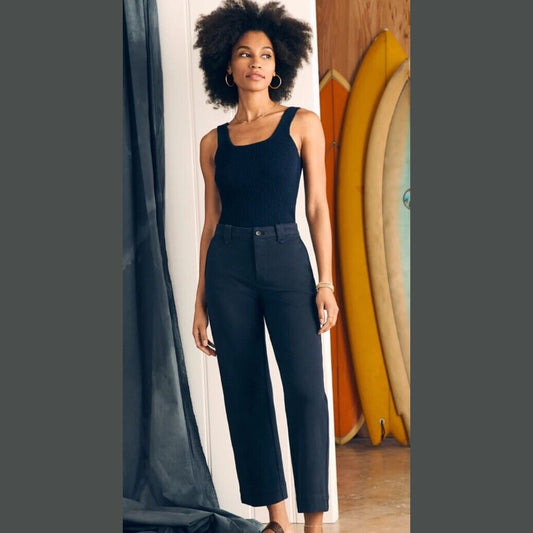 $178 Faherty Women’s Coastline Stretch Chino Pants - Navy - Size:  12 - New Tags