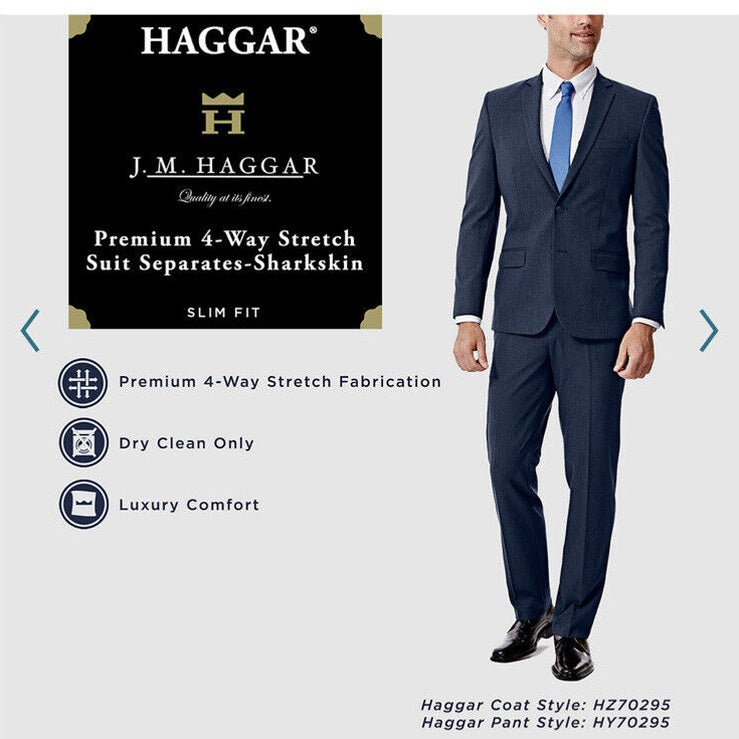 Haggar Men's Joe III Premium Stretch Suit Pants Slim Fit-Black-33W/32L -New $100