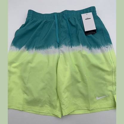 NIKE Men’s Shorts Swim Trunks NESSF547 Ocean Volley 9”-Teal/Yellow-Medium -New