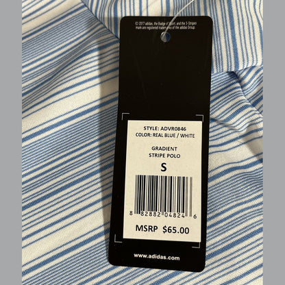 $65 Adidas Men’s Gradient Striped Polo Golf Shirt- Real Blue/White-Small-New