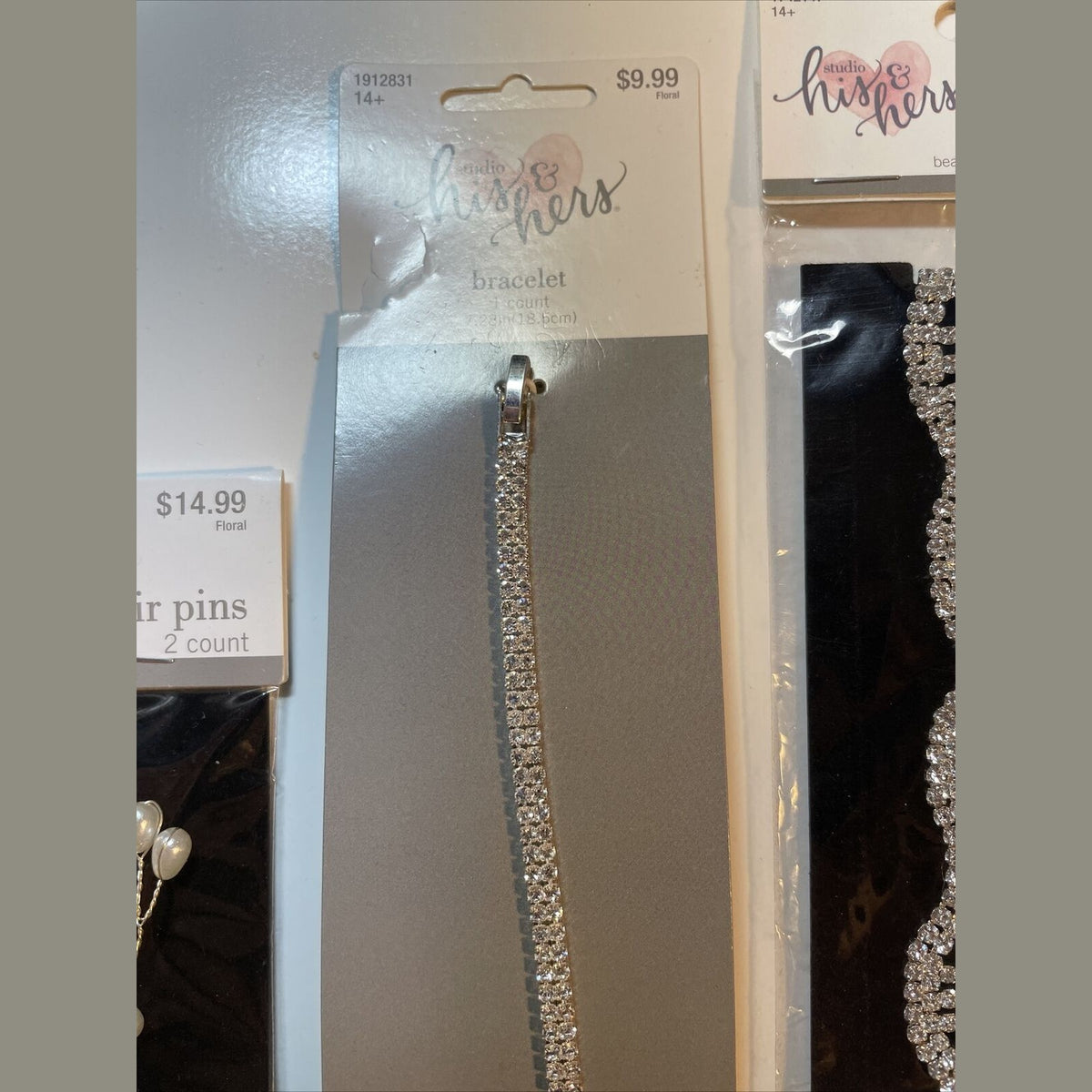 Combo Lot 3 PCs Studio His & Hers WEDDING Set: Hair Pins - Headband - Bracelet