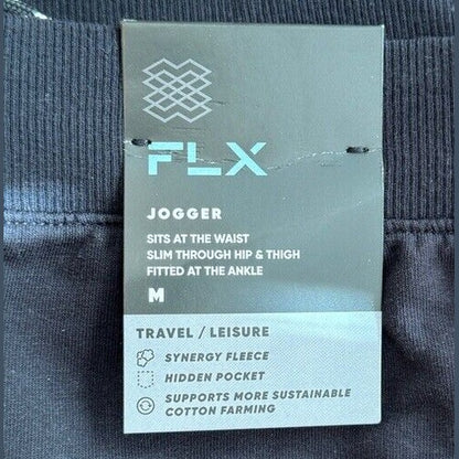 FLX Men’s Synergy Fleece Joggers Pants Tapered- Mineral Black -Medium -NWT $60