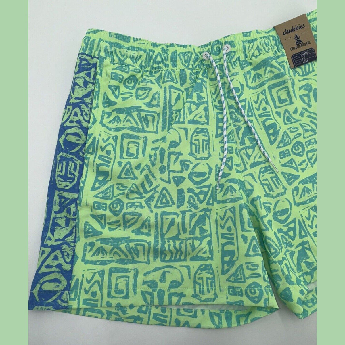 $70 Chubbies The Shakedowns 5.5" Inseam Swim Trunks-Green Blue -XLarge -New Tag