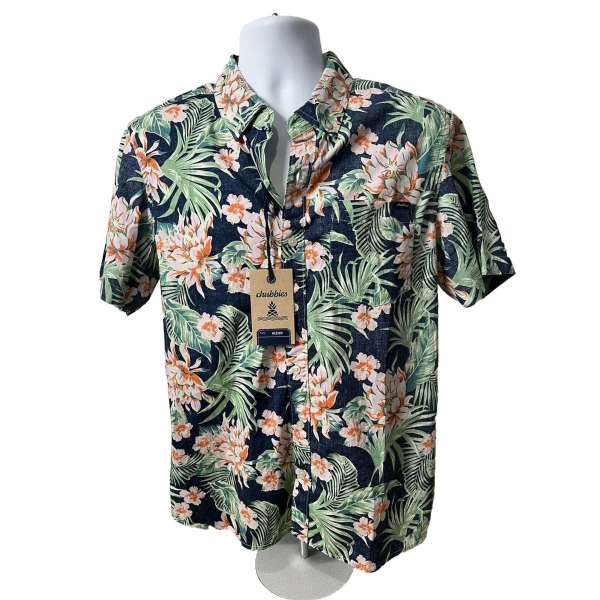 Chubbies Shirt Mens Blue Hawaiian The Resort Friday Pullover Floral-Medium - New