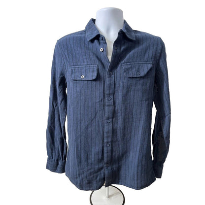 Vans Men's Station Striped Shirt Button Front -Dress Blue- Small- New Tag $50