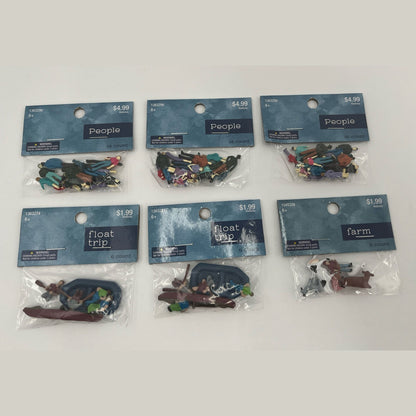 6 Pack Lot Of Mini Figures From Hobby Lobby- 3 People, 2 Float, 1 Farm- Deal!