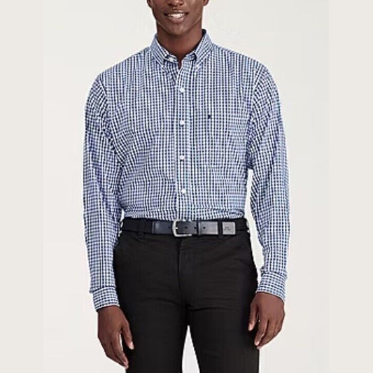 IZOD Men’s Classic Plaid Button-Down Shirt - Blue Estate - Small