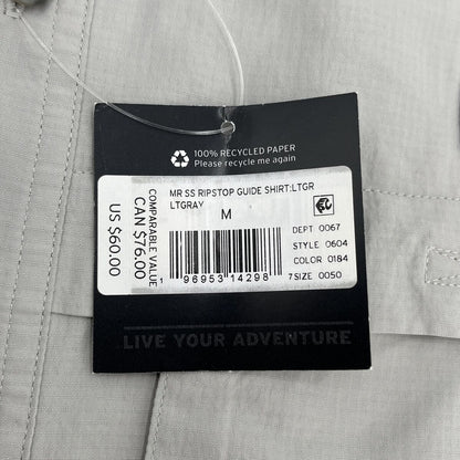 $60 Eddie Bauer Men's Ripstop Guide Short Sleeve Shirt-Light Gray-Medium-New