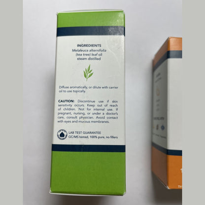 Lot Of 2 Airome 100% Pure Therapeutic Essential Oil - 1 Tea Tree 1 Orange 15ml