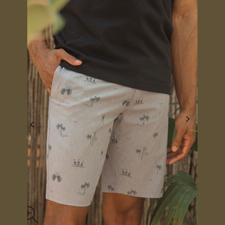 $89 Travis Mathew Men’s Straight Shot 9” Shorts - Heather Sleet- 35W - NWT