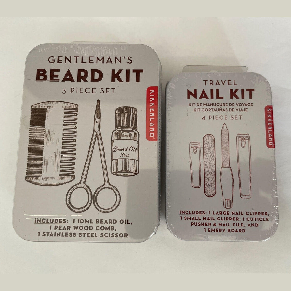 Lot Of 2 Kikkerland (1) Gentlemens Beard Kit (1) Nail Kit - Great Christmas Gift