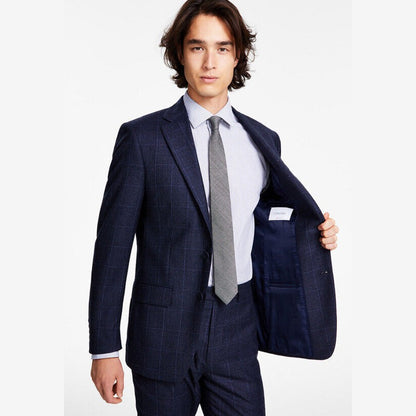 Calvin Klein Men’s X Slim Fit Wool Separate Jacket-Navy Plaid -36Reg-New $450