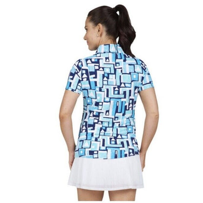 $95 IBKUL Women’s Zip Mock Neck Short Sleeve- Jennifer Turquoise-Small-New Tag