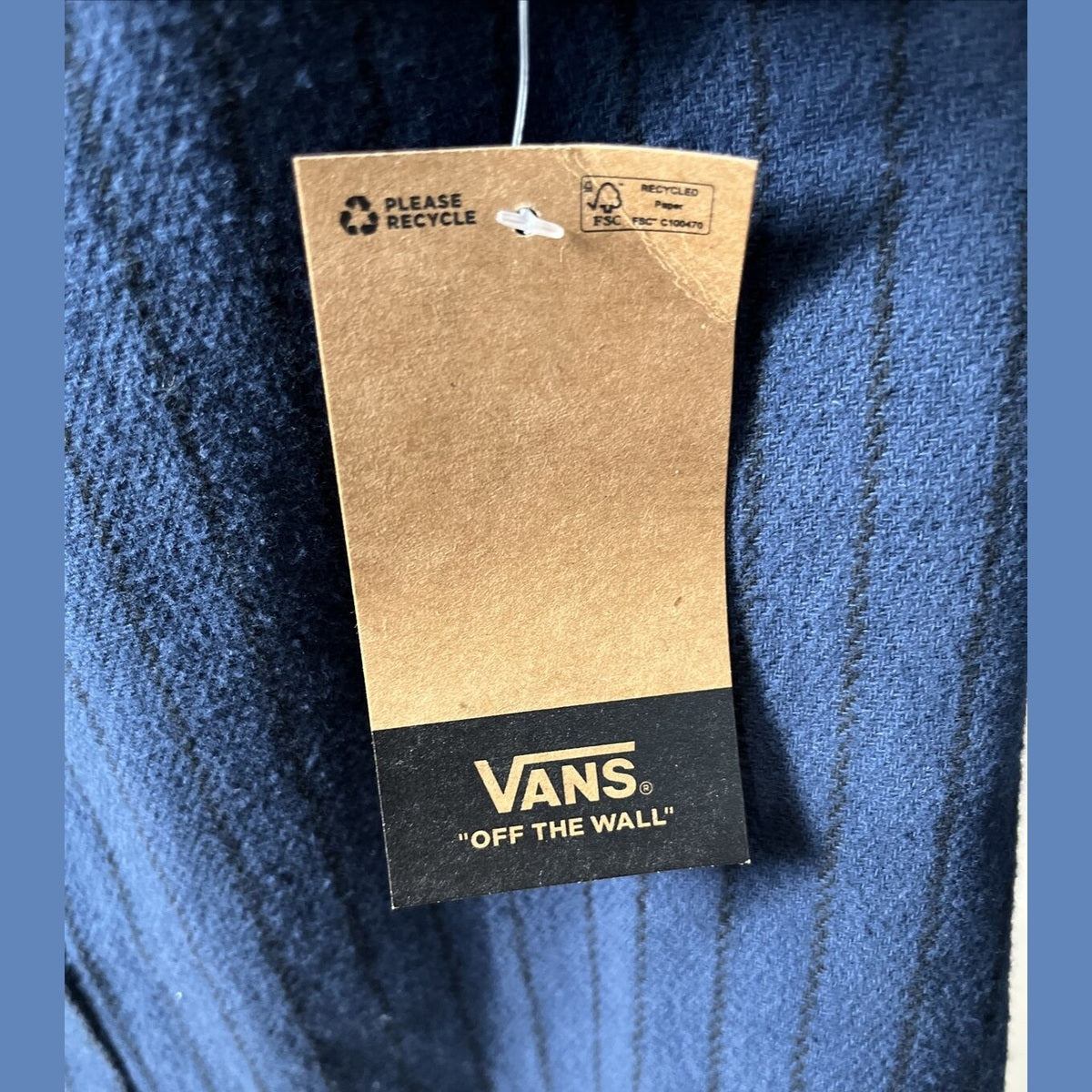 Vans Men's Station Striped Shirt Button Front -Dress Blue- Small- New Tag $50