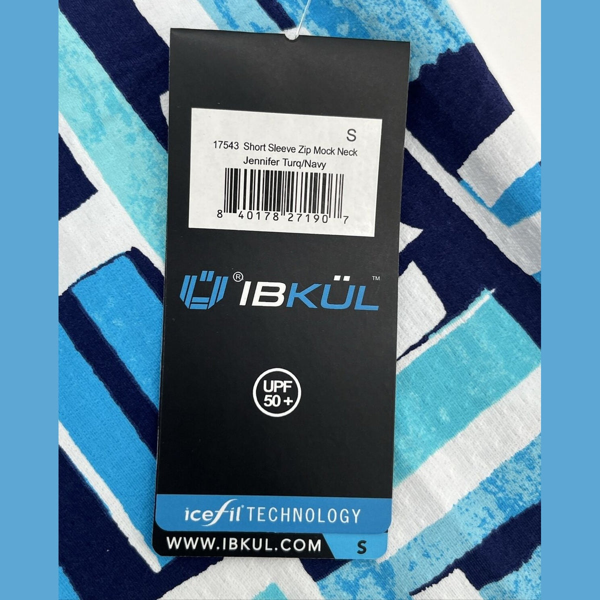 $95 IBKUL Women’s Zip Mock Neck Short Sleeve- Jennifer Turquoise-Small-New Tag
