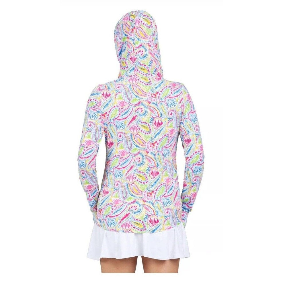 $110 IBKUL Women’s Massie Print Long Sleeve Hoody -Watermelon Multi-Small-New