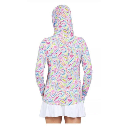 $110 IBKUL Women’s Massie Print Long Sleeve Hoody -Watermelon Multi-Small-New