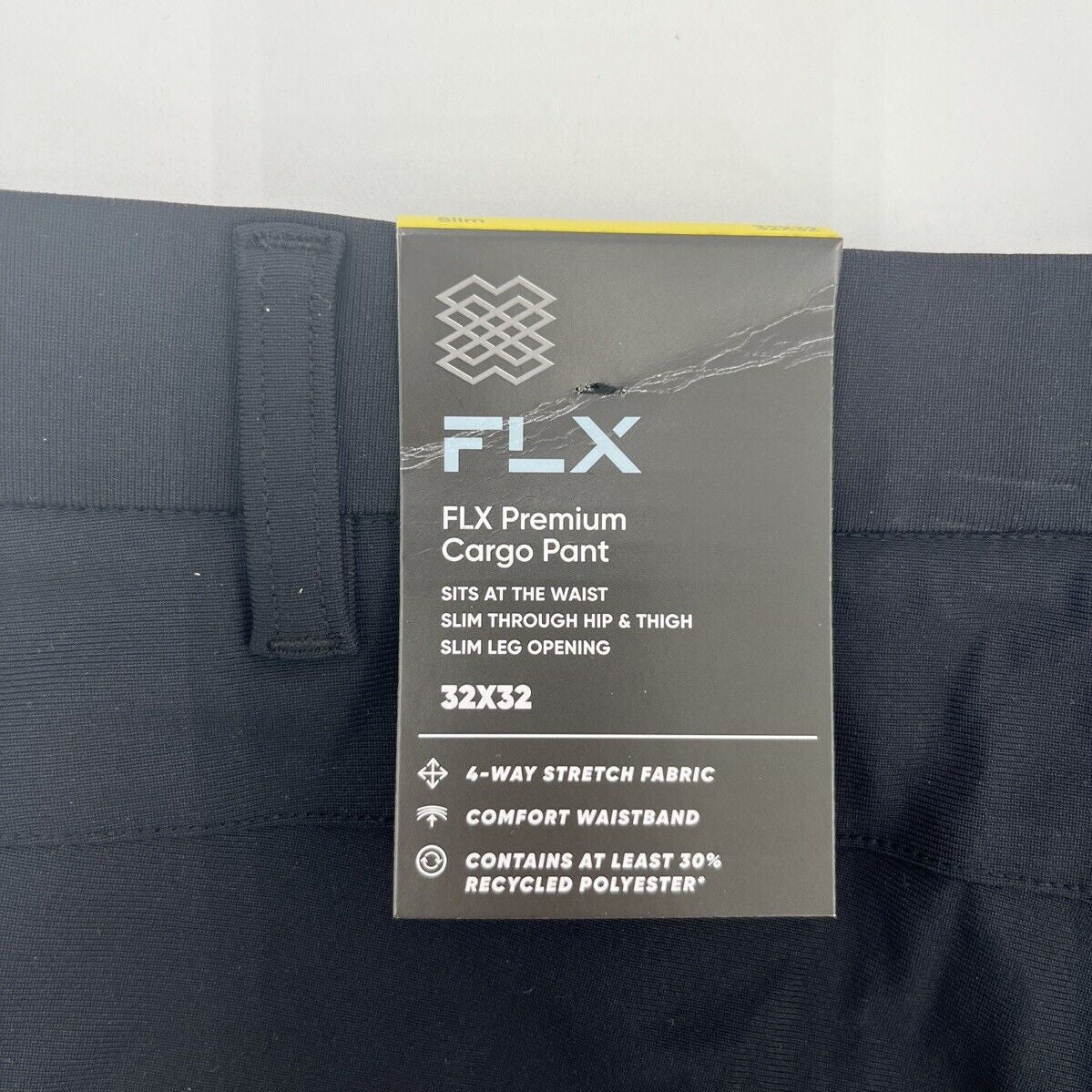 FLX Men’s Premium Slim Cargo Pants- Black- 32W 32L - New Tags