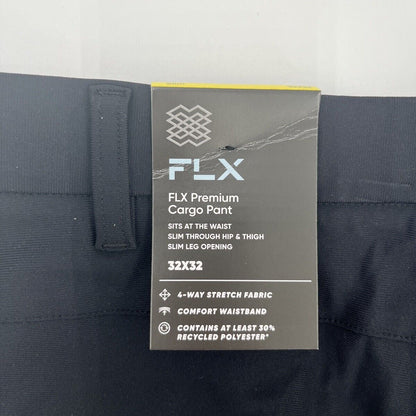 FLX Men’s Premium Slim Cargo Pants- Black- 32W 32L - New Tags