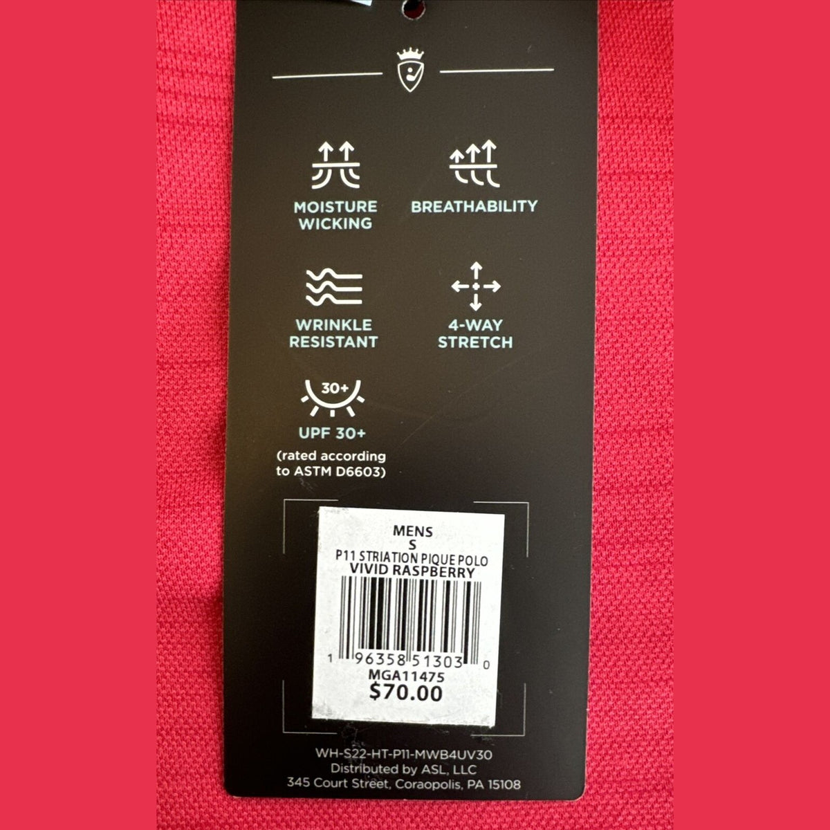 Walter Hagen Men's Performance 11 Conversational Golf Polo -Raspberry- Small-New