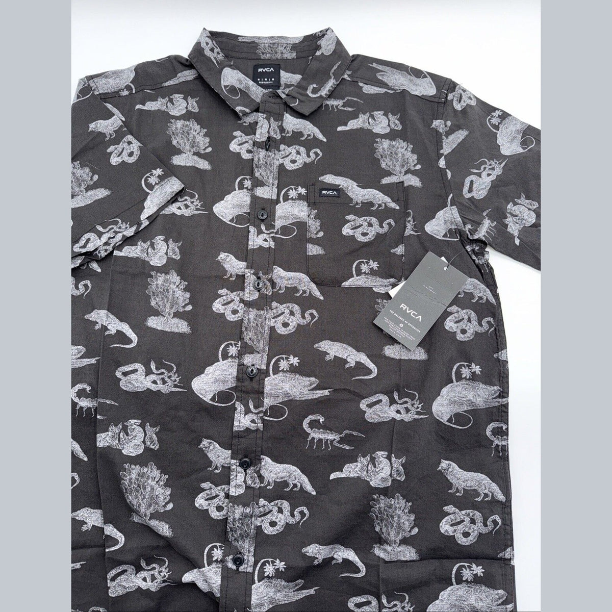 $66 RVCA Men’s Arrival S/S Button Shirt - Black -Size:  Medium - New Tag