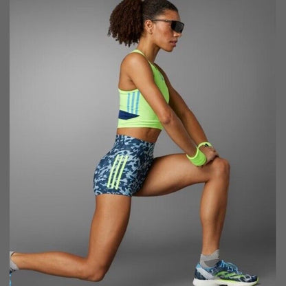 $85 Adidas Women Adizero Booty Elite Running tights shorts IT5775- Blue- Medium