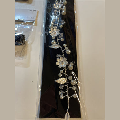 Combo Lot 3 PCs Studio His & Hers WEDDING Set: Hair Comb - Headpiece- Bracelet