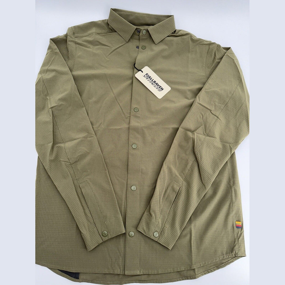 $150 FJALLRAVEN Men’s Specialized S/F Sun Long Sleeve Shirt-Khaki - Small- New