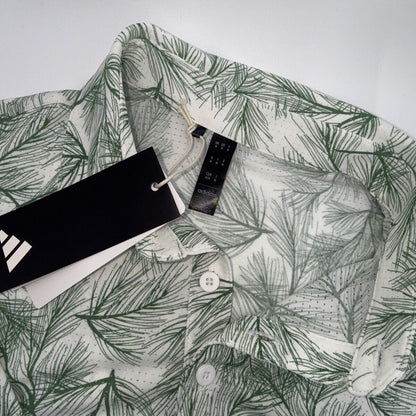 $70 Adidas Men’s ULT365 PINE Print Polo Shirt - White / Green-Medium - New Tags