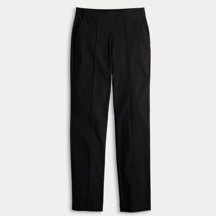 Simply Vera Women’s High Rise Pintuck Slim Straight Pants- Black- Medium
