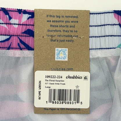 $70 Chubbies The Floral Surprise 5.5" Inseam Swim Trunks- Multi - Large -New Tag
