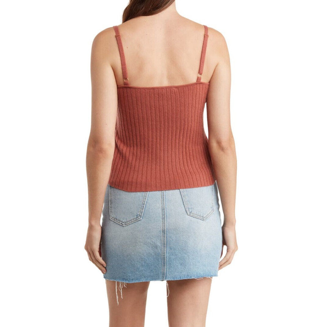 The Cashmere Project Spaghetti Strap Ribbed Tank Top-Dusty Copper-Small- New$156