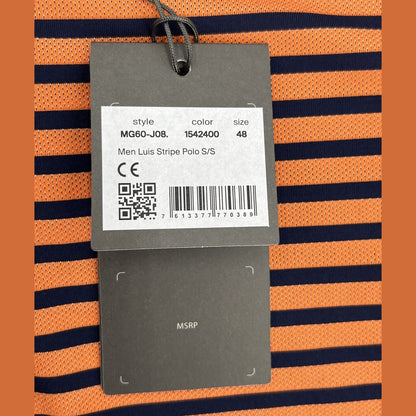 $109 KJUS Men’s Luis Stripe Comfort Golf Polo Shirt MG60-JO8-Tangerine-Small-New