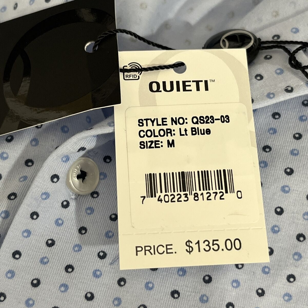 QUIETI Men’s Performance Shirt Long Sleeve 4 Way Stretch-Blue-Medium-New $135