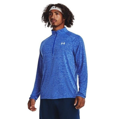 $45 Under Armour Men’s Technical Textured Half Zip Performance Shirt-Blue-Small