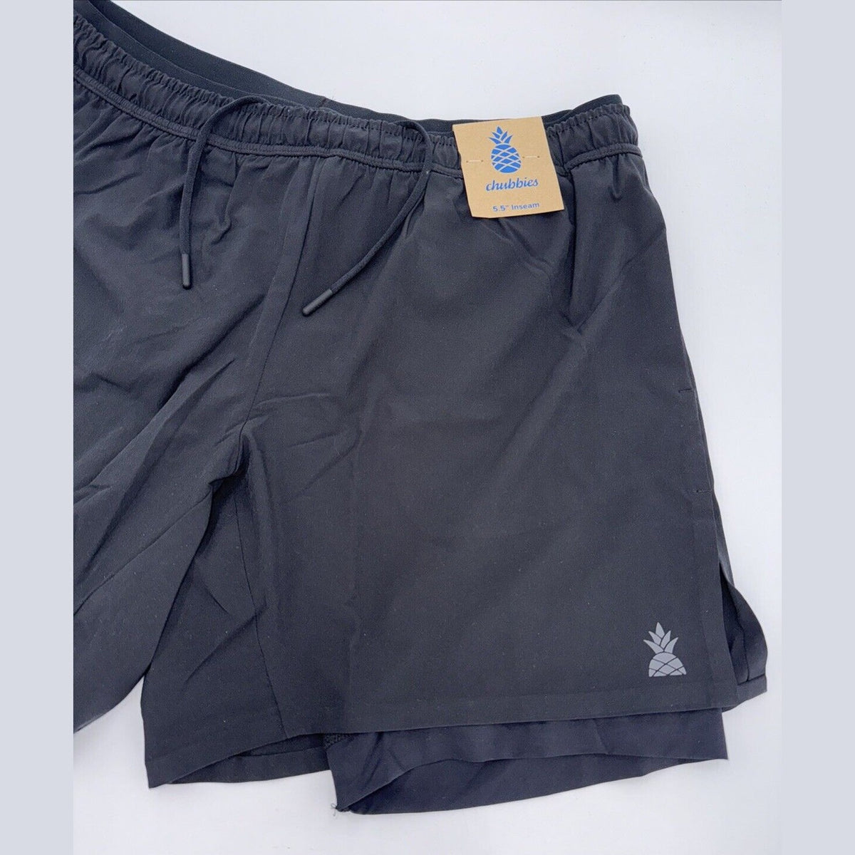 $80 Chubbies Men’s The Secret Agents 5.5” Ultimate Training Shorts-Black- Large