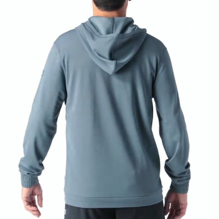 $130 Smartwool Men’s Hoodie Lightweight Uptempo Zip Sweater-Pewter Blue-Small