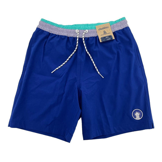 Chubbies Men's Stretch Swim Trunks 7" The Weekend Plans -Blue-Small -New $79.50