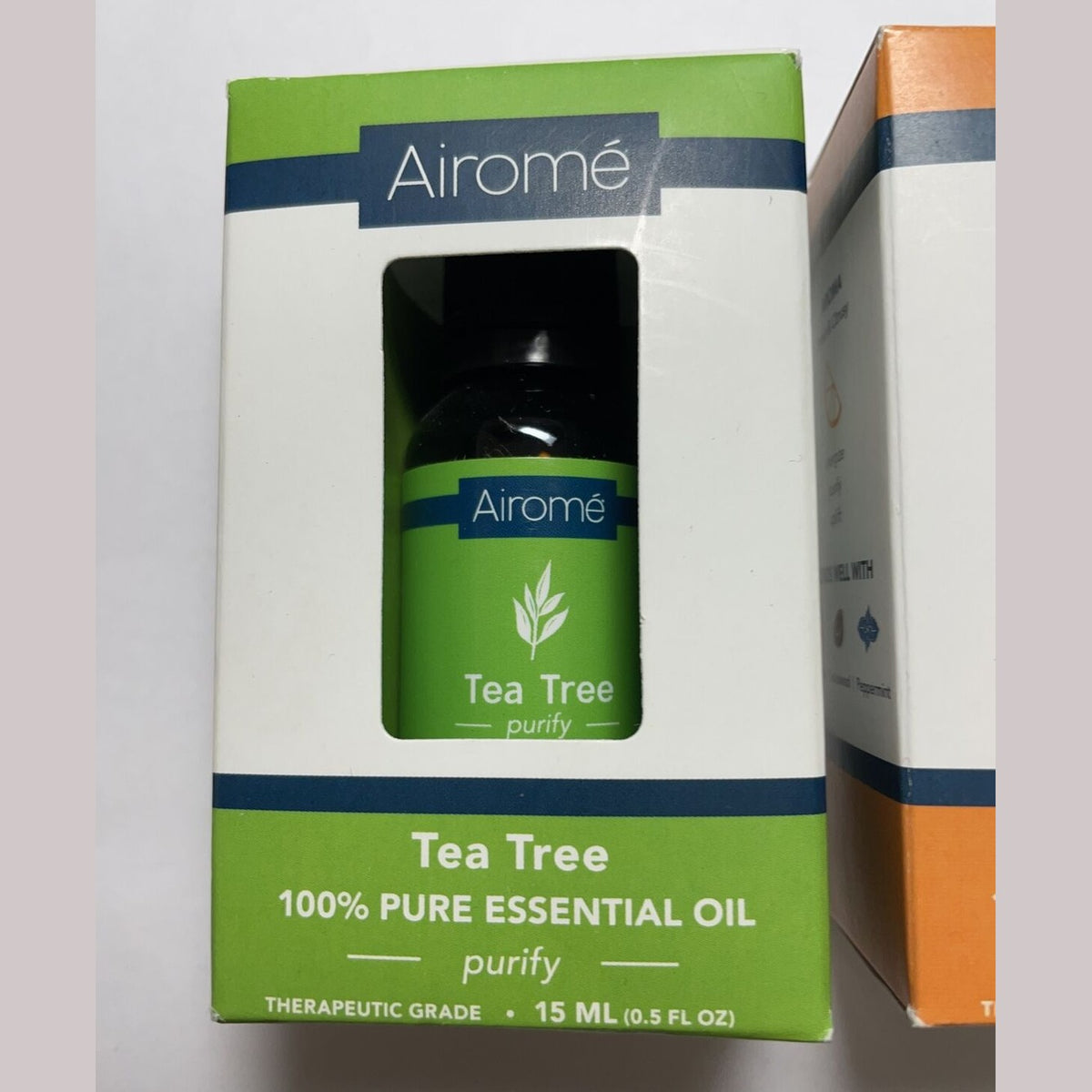 Lot Of 2 Airome 100% Pure Therapeutic Essential Oil - 1 Tea Tree 1 Orange 15ml