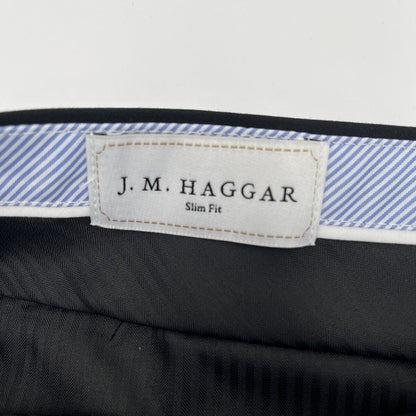Haggar Men's Joe III Premium Stretch Suit Pants Slim Fit-Black-33W/32L -New $100