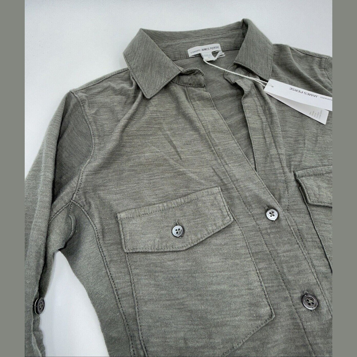 $165 James Perse Women’s Contrast Panel Shirt - Khaki PLM- Size: 0 (Small)- New