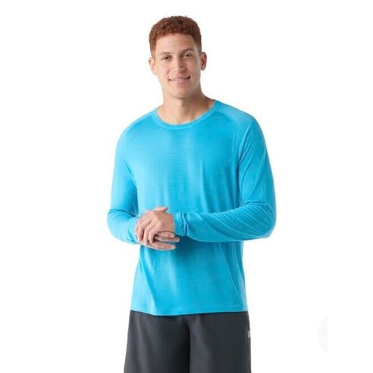 $75 Smartwool Men’s Active Ultralight Long Sleeve Shirt-Iceberg Blue-Large -New