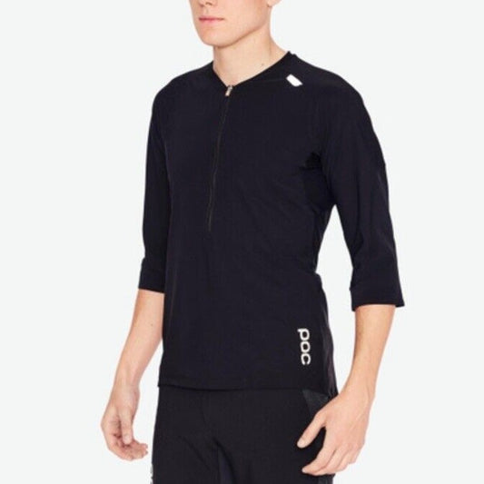 $160 POC Men’s Resistance Enduro Cycling Jersey Zip Neck 3/4 Sleeve-Black-Medium