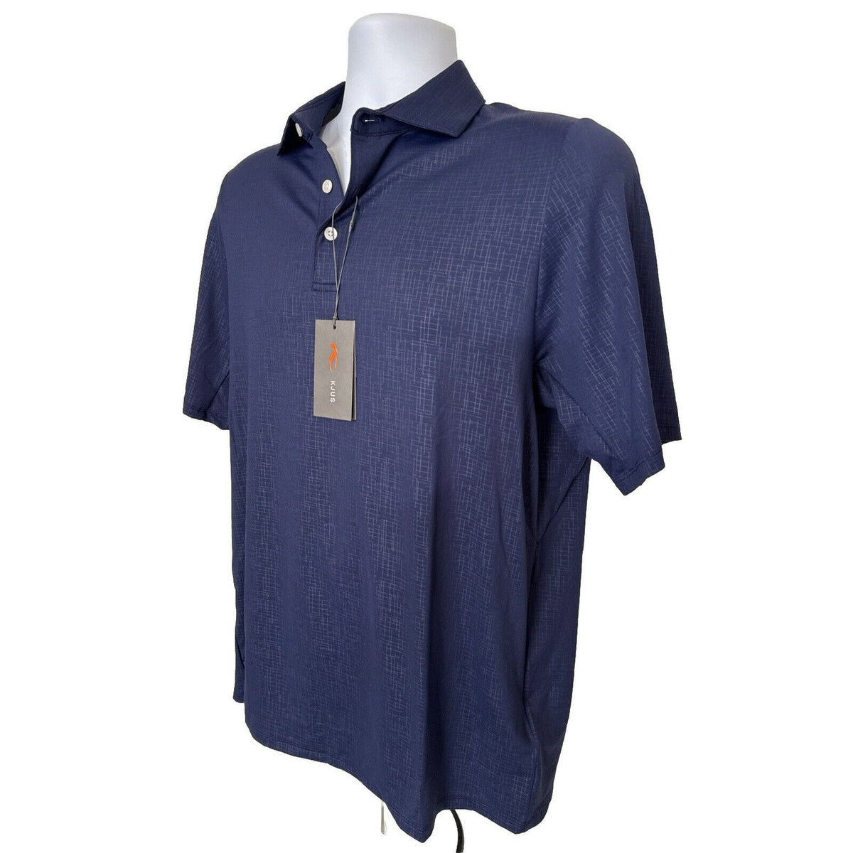 $109 Kjus Men’s Motion Golf Polo Embossed Performance Shirt-Navy-Size: 48/Small