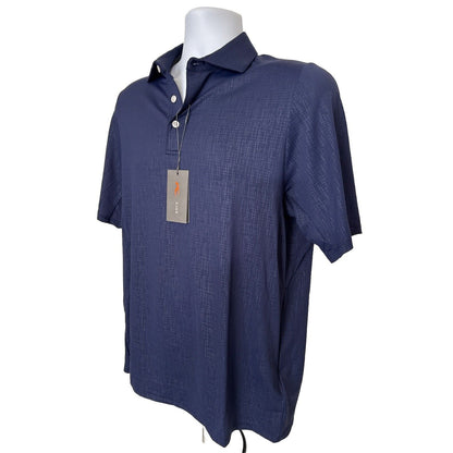 $109 Kjus Men’s Motion Golf Polo Embossed Performance Shirt-Navy-Size: 48/Small
